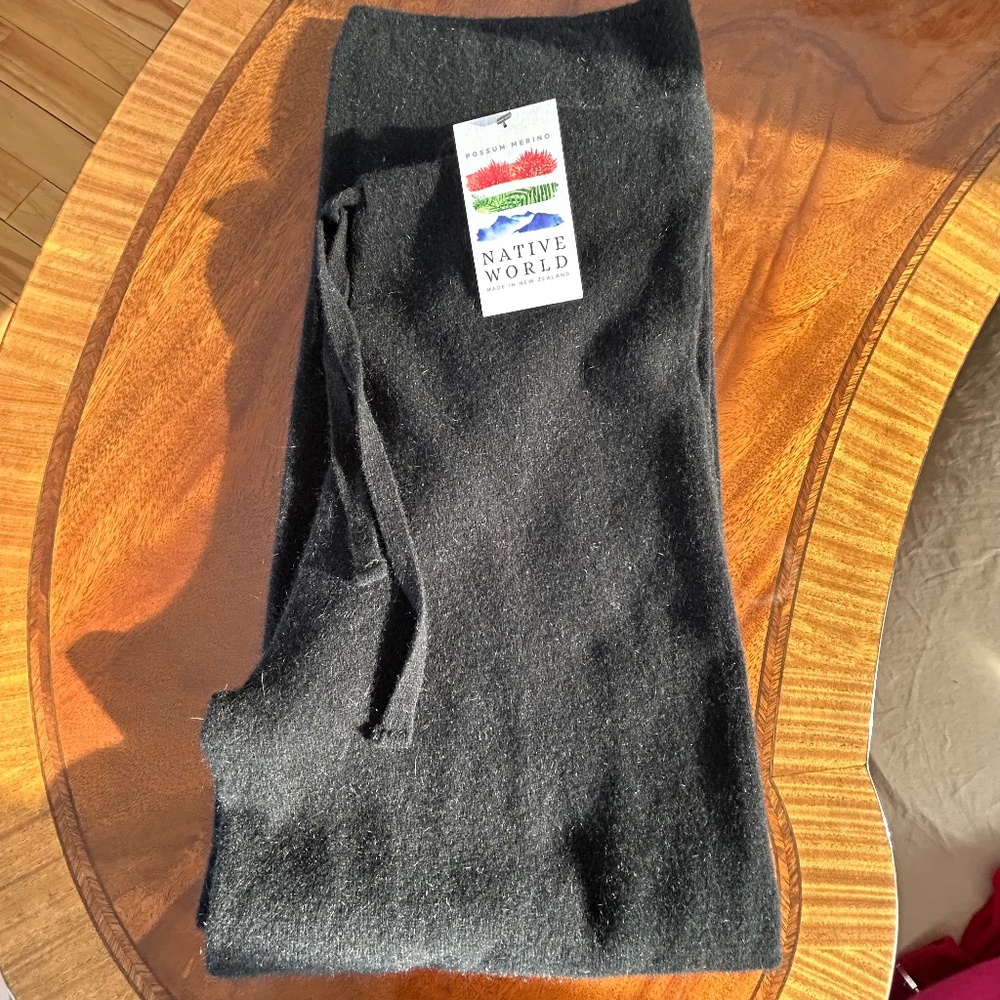 Native World New Zealand Possum Merino Silk Pants, Black, S, NWT